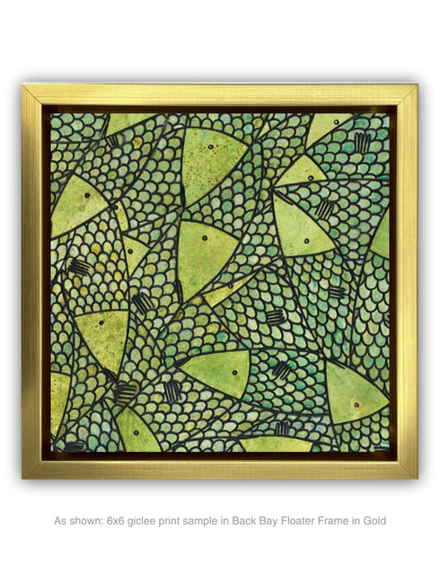 Green Gold Sardines | Framed Giclee Print on Canvas